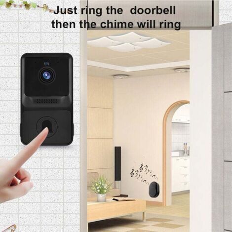NALOOKAMIC Sonnette vidéo sans fil avec caméra de sécurité visuelle intelligente haute résolution 1080P avec vision nocturne IR Surveillance audio bidirectionnelle en temps réel