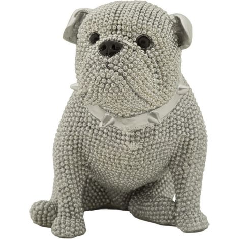 Statuette Déco Bulldog "Sparky" 17cm Argent (1/5)