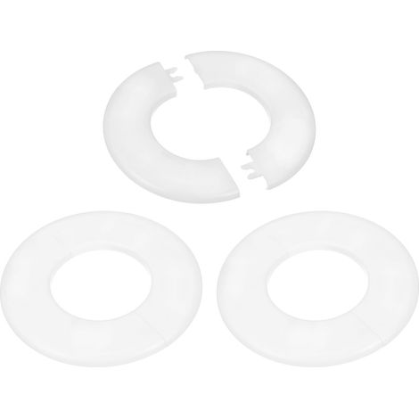 Cache Mitigeur Douche, 3pcs Écussons en ABS Garniture Robinet Douche Muraux pour 64mm, Décoration Rosace Robinet Coffrage Caches Tuyaux d'Eau Chauffage Plomberie Mural, Blanc (1/5)