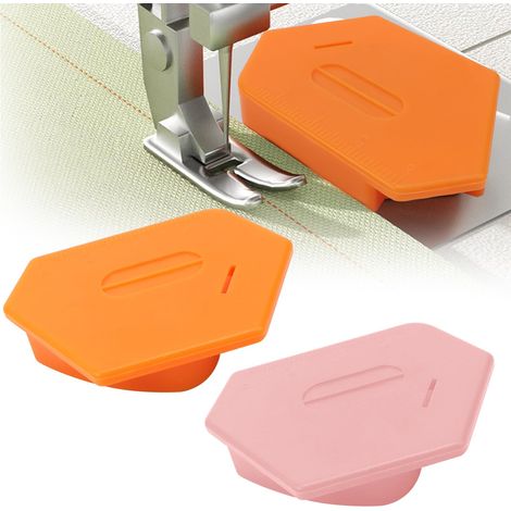 Lot de 2 guides de couture magnétiques polygonaux multifonctionnels avec échelle pour machine à coudre, outil d'ourlet pour le quilting et la couture (rose/orange)