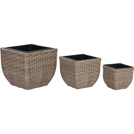 Macetero Set 3 Ratan Sintetico Pp 40X40X36 Natural (1/4)