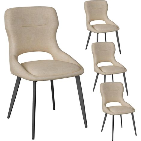 WOLTU Lot de 4 Chaises de Salle à Manger, Chaise avec Pieds en Métal, Recouvert de Chenille, Siège Rembourré d'Éponge, Beige
