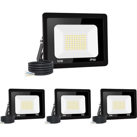 【4PCS】50W spot led extérieur 5000LM IP66 Imperméable Projecteur LED Exterieur Super Brillant Eclairage Extérieur Blanc froid(6000k) Sécurité spot led pour stades, usines, Parking, garage, jardin (1/5)