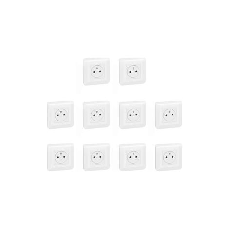 Legrand - Mosaic - LOT de 10 Prises de Courant complu00e8te - 1 poste (2M) - 16A - 250V - EU - Ru00e9f. : 080251+277802L+278111L (1/5)