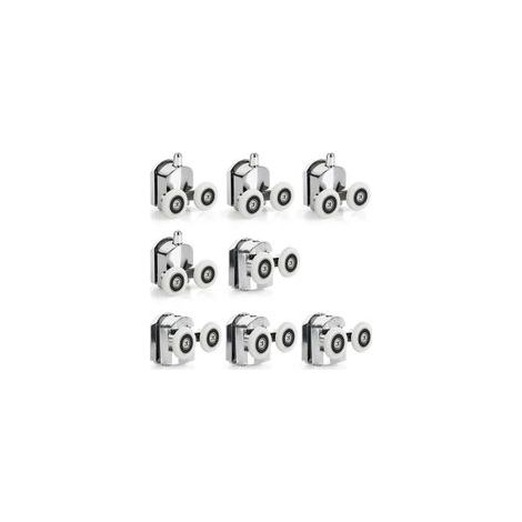 Juego de 8 rodillos para puerta de ducha de 25 mm – Aleación de zinc resistente a la corrosión – Instalación rápida – Doble capa para un deslizamiento suave (1/4)
