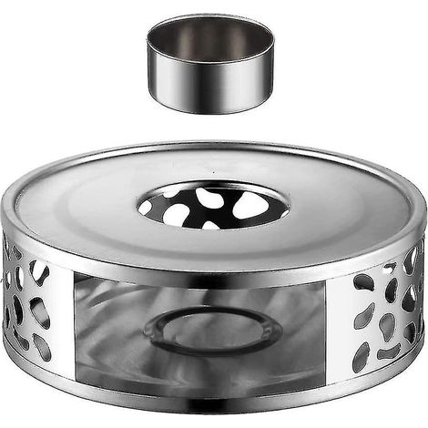 Chauffe-théière en acier inoxydable avec porte-bougie chauffe-plat, chauffe-théière, chauffe-café, chauffe-théière, stable et silencieux, idéal pour une utilisation quotidienne. (1/5)