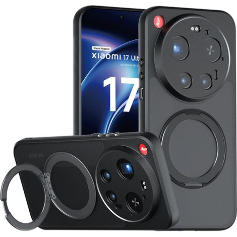 Étui pour Xiaomi 17 Ultra, finition mate, avec support, noir (1/5)