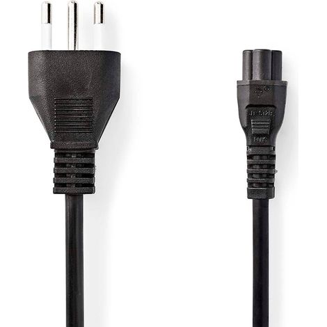 Cable de alimentación Italia Hombre IEC-320-C5 Recto Recto Niquelado 2,00 metros Redondo PVC Negro Etiqueta (1/3)