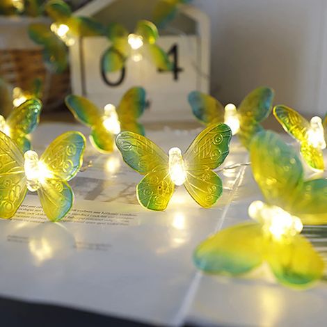 Guirlande lumineuse 3m 20 LED jaune-vert à piles - Décoration intérieure et extérieure pour maison, chambre, fête, anniversaire ou jardin (1/5)