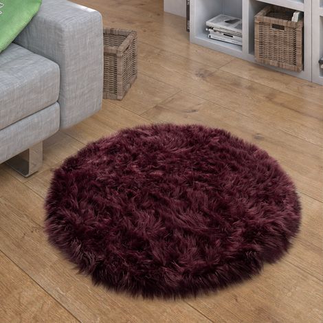 Paco Home Kunstfell Fellteppich Imitat Sitzkissen Herzform Rund Verschiedene Formen Lila 45 cm Rund