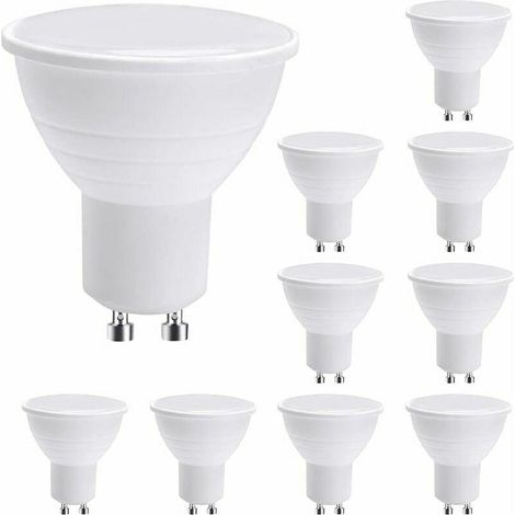 Ampoules LED GU10 pour spots, ampoules LED GU10, 7 W blanc chaud (équivalent halogène 50 W), ampoule basse consommation, 600 lm, angle de diffusion de 120°, non dimmable, lot de 10. (1/5)
