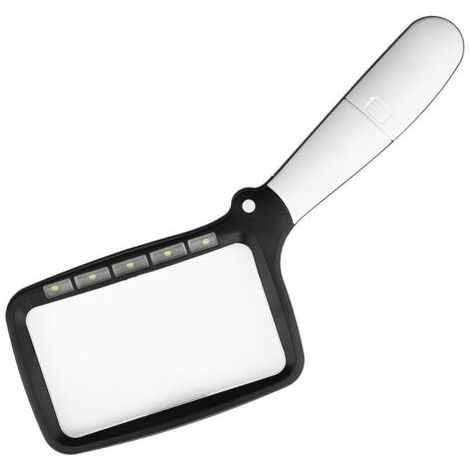 Loupe de Lecture rectangulaire, Loupe de Lecture Lumineuse, 3X Grand Loupes Eclairante avec 5 lumières à LED, 2 Modes d’intensité, pour Les Seniors, Enfants, Les Loisirs, l'artisanat, Les Horlogers (1/5)