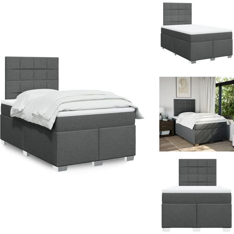 Sommier à lattes de lit avec matelas gris foncé 120x190cm tissu - Sommier À Lattes De Lit - Sommiers À Lattes De Lit - Lit - Meuble De Chambre À Coucher (1/5)