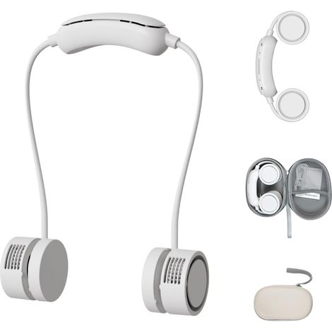 Ventilateur de cou, ventilateur de cou portable sans pales, flux d'air à 360°, fonctionnement silencieux avec 3 vitesses, chargement USB.
