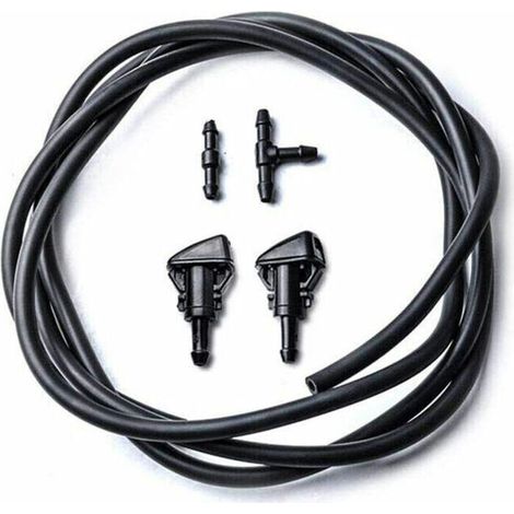 Kit De Buses De Lave-Glace - Pour Chrysler / Dodge / Jeep / Ram - 2 Metres De Tuyau De Fluide Avec Connecteur - 2 Pieces 5303833Aa - Noir (1/4)