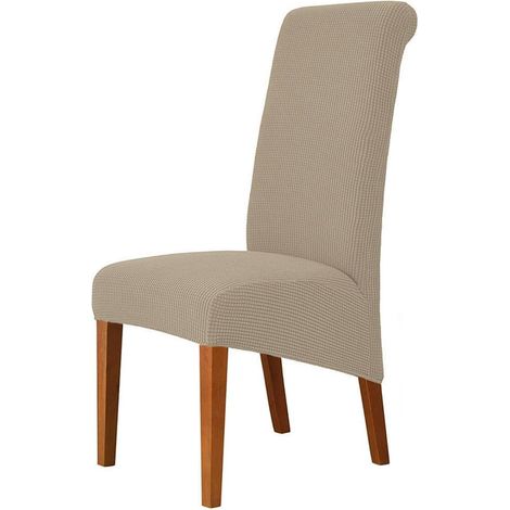 Lot de 4 grandes housses de chaise extensibles, housses XL pour chaises de salle à manger, housses de chaise stretch pour grandes chaises de salle à manger, lavables (couleur sable, lot de 4) (1/5)