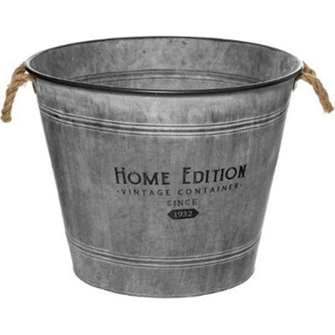 Atmosphera – Cache-pot en fer rond 49,5cm – Finition gris zinc – Décoration intérieure et extérieure – Poids léger 1,26kg (1/3)