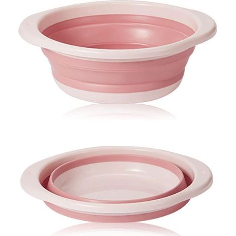 bassine Retractable, bassine Pliable, Bol à Vaisselle Rond Pliable Moyen Multifonctionnel, Bol Pliable Portable Peu encombrant pour Laver Les légumes, la Vaisselle, sous-vêtement (Rose) (1/4)