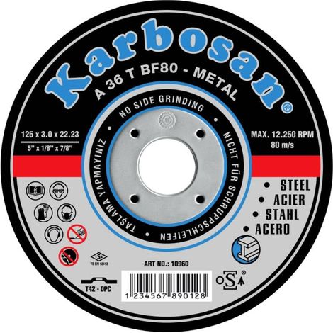 Disque à Tronçonner Déporté 125X3.0X22.2 A36T Acier KARBOSAN 910960