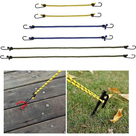 Corde élastique avec crochets pour camping, kayak, vélo, bagages, rangement (1/4)