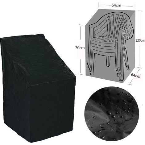 Housse De Chaise De Jardin - Polyester Tissé 190T - Imperméable - Pour Chaises Empilables 4 À 6 Places - Noir - 1 Pièce (1/5)