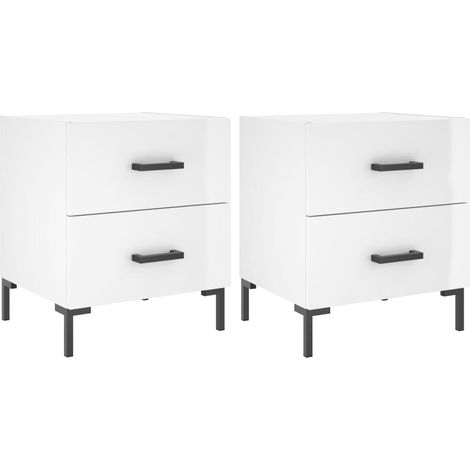 Maison Exclusive - Nachttische 2 Stk. Hochglanz-Weiß 40x35x47,5 c