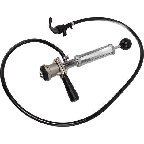 Pompe à fût de bière 4 pouces en D, système en fer chromé, facile à utiliser, robinet étanche avec tuyau inclus pour fêtes et pique-niques. (1/5)