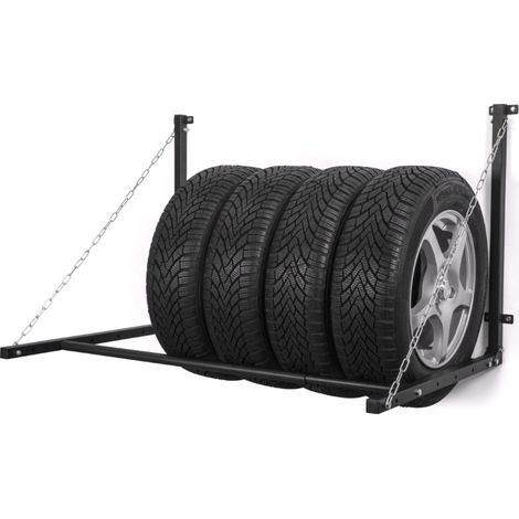 Étagère murale pour pneus et jantes - Réglable et pliable (1/5)
