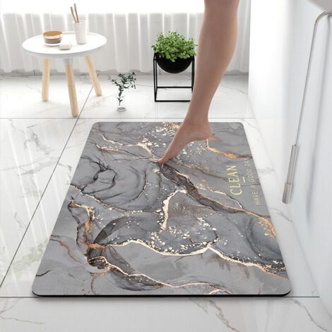 Tapis De Bain AntidéRapant, Tapis De Sol Absorbant 50 X 80 Cm Tapis De Douche Doux Et Confortable, Tapis De Bain Diatomite Pour La Baignoire, La Cuisine, Salon Et La Salle De Bain, fumée de chaux (1/5)