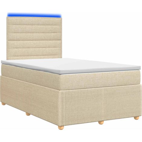 Maison Exclusive - Letto Box Spring LED con Materasso Crema 120 x 190 cm Tessuto (1/5)