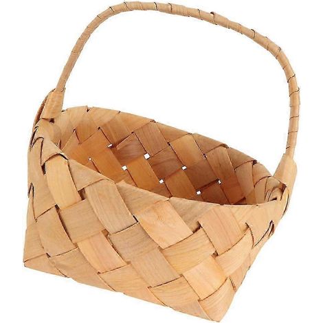 Petit panier à fleurs de mariage en bois fait main avec anse (1/5)