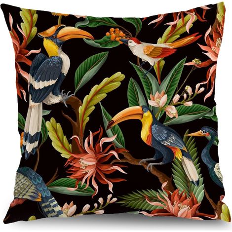 Housse de coussin fleurs papillon été,décoration maison élégante,50×50cm (1/5)