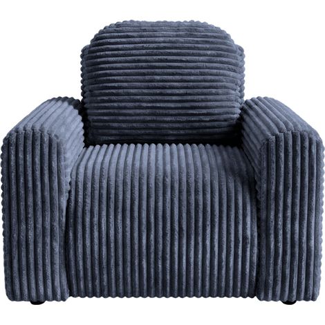 ELVIS - Fauteuil gros velours côtelé - Bleu (1/5)