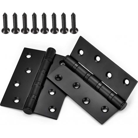 BEBUSINGOTO 2 conectores de bisagra de ventana de acero inoxidable con rodamientos de bolas y tornillos, color negro, 100 x 75 mm (1/5)