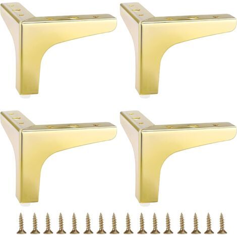 Lot de 4 Pieds de Meuble Modernes en métal doré 10cm 4 pcs Pieds de Meubles Modernes Canapé Meubles Riser Pieds Pieds de Remplacement (1/5)
