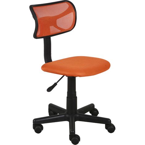 Sedia Girevole 5 Ruote per Ufficio Cameretta con Schienale Ergonomico in Tessuto a Rete Arancio (1/2)