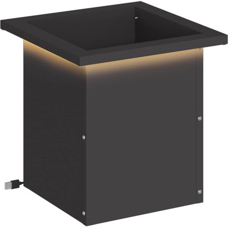 Jardinière de jardin avec LED Noir 30 x 30 x 30 cm Acier vidaXL