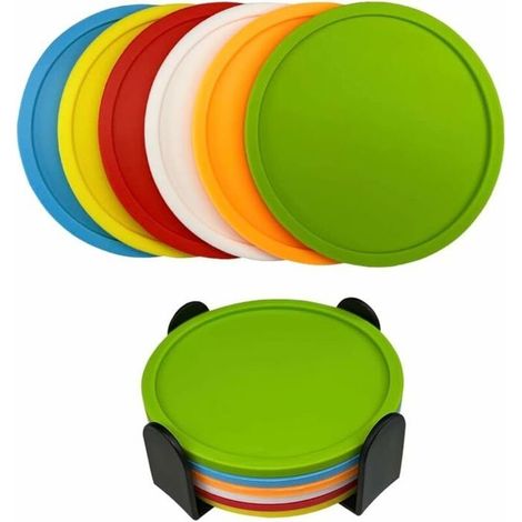 Sous-verres en silicone 6 pièces - Résistants à la chaleur - Antidérapants - Lavables (1/4)