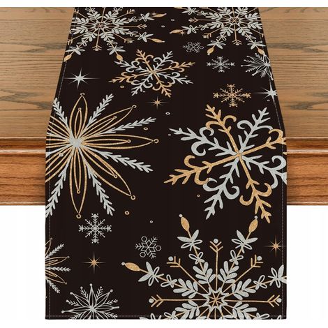 Chemin de table de Noël noir et or 40 × 140 cm, décoration de Noël (1/5)