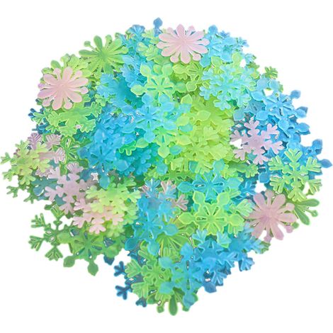 Lot de 50 autocollants flocons de neige, effet phosphorescent, stickers muraux et fenêtres, décoration Noël chambre enfant (1/5)