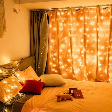 x 2 m lange, wasserdichte LED-Lichterkette in Eisriegelform mit 240 LEDs für die Fensterdekoration im Innenbereich (Warmweiß, EU-Stecker, 220 V) (1/5)