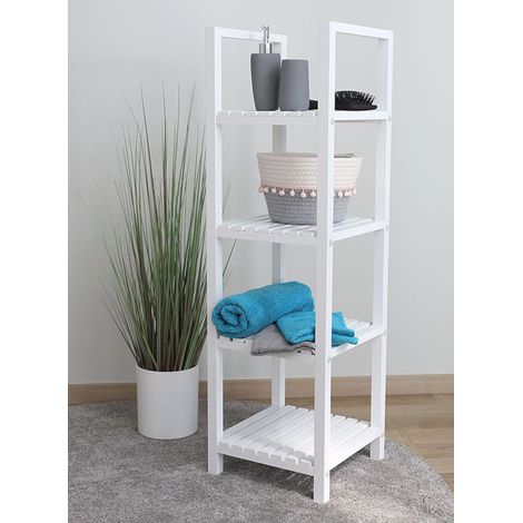 Regal weiß mit 4 Ablagen Badezimmerregal Handtuchregal Bücherregal Holzregal (1/2)