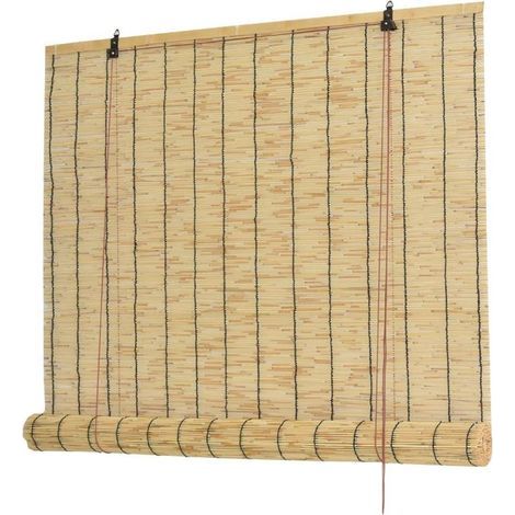 Store Enrouleur Bambou.Rideaux en Roseau.Rideau de Paille.Store Anti-Regard.Rétro-Décoratifs.Facile à Installer.Personnalisable.pour Intérieur/Extérieur (100 200cm/39 79in) - 100200cm/3979in (1/4)