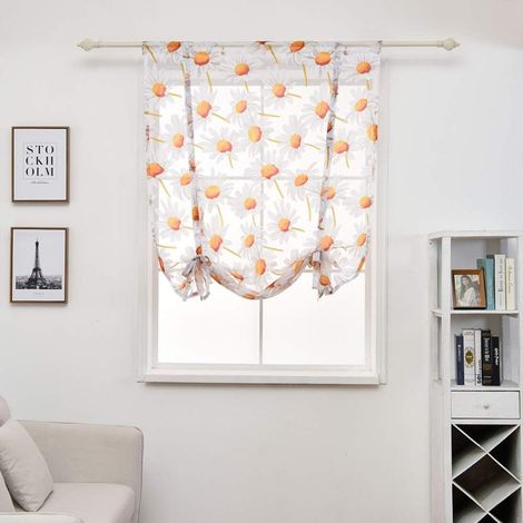 Tie-up Roman Curtain Window Curtain Shade Voile Sheer pour la beauté de la Maison Chic Decor pour Chambre à Coucher Salon Cuisine Enfants Chambre Petite Fenêtre (Sun Flower, 60x120cm) (1/5)
