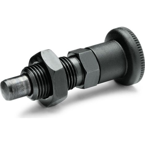 Boulon de verrouillage GN 817-10-12-BK sans verrouillage Acier bruni Goupille de verrouillage trempée Classe 9,5 Bouton plastique noir 1 pièce (1/3)