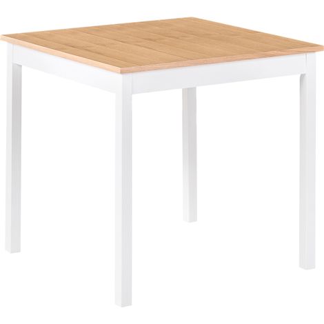 Mesa de comedor moderna tablero de MDF chapado en roble claro 80 x 80 cm patas de madera de pino blanco Battersby