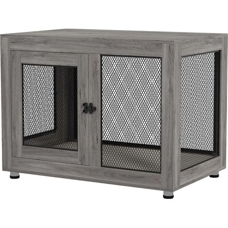 Hundekafig fur zuhause hundebox mit 2 turen waschbaren kissen hundehutte mit verstellbare fue riegel fur groe hunde bis 30 kg grau 94 x 60 x 715 cm (1/5)