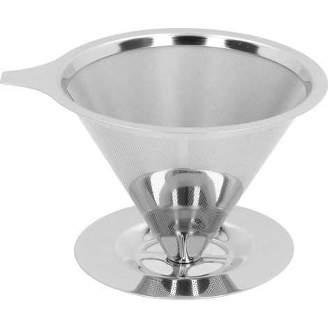 Wiederverwendbarer Kaffeefilter aus Edelstahl, 1 bis 6 Tassen, für Filterkaffeeaufsätze mit Ständer (1/5)