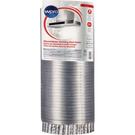 Gaine VMC aluminium diamètre 120 mm – Accessoire hotte pour espaces confinés – Compatible Whirlpool – CHT154/1 – Wpro
