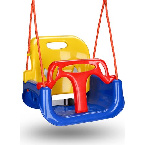 TolleTour Columpio infantil Asiento para bebé 3 en 1 Columpio de jardín para interior y exterior con respaldo y arnés de seguridad Regulable en altura